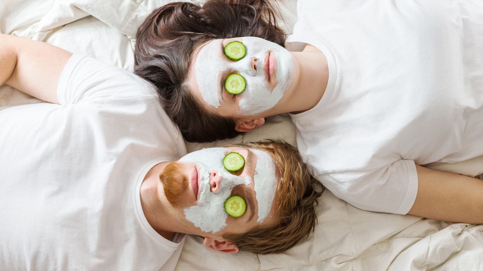 Couple getting homemade facial mask