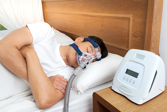 Sweet dream during long deep sleep.
Continuous positive airway pressure  ,CPAP sleep apnea therapy.Happy and healthy senior man  breathing more easily during sleep without snoring . (Sweet dream during long deep sleep.
Continuous positive airway press